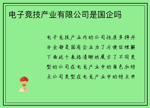 电子竞技产业有限公司是国企吗