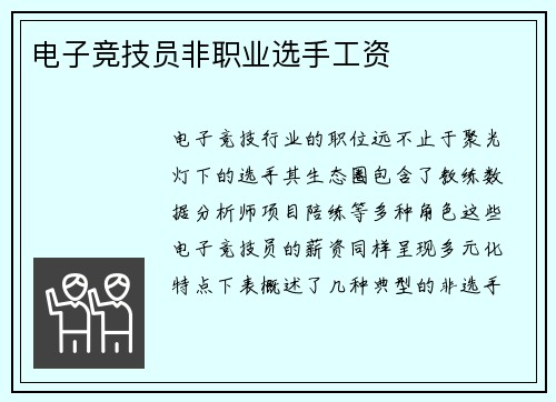 电子竞技员非职业选手工资